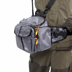 Сумка рыболовная СЛЕДОПЫТ Fishing Hip Bag T2, 27х23х17 см, цв. серый, фото 9