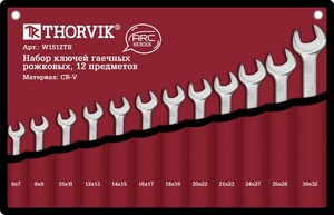 Thorvik W1S12TB Набор ключей гаечных рожковых серии ARC в сумке, 6-32 мм, 12 предметов, фото 1