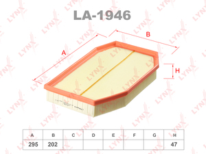 Фильтр воздушный LYNXauto LA-1946. Для: BMW 5(F10 / F11) 2.5-3.0 09> / 7(F01-F04) 3.0 08-15, фото 1