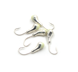 Мормышка "ЯМАН" уралка с отв.,цв.SILVER PLATED, с фосф. пяткой, d 3, вес 0,3 г (уп. 5 шт.), фото 2