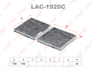 Фильтр салонный угольный (комплект 2 шт.) LYNXauto LAC-1920C. Для: BMW X3(F25) 10> / X4(F26) 13>, фото 1