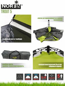 Палатка автомат. 5-ти мест. Norfin TROUT 5 NF, фото 11
