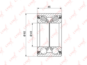 Подшипник ступицы передний (45x43x82) LYNXauto WB-1121. Для: TOYOTA Camry(V10/V20) 2.2-3.0 91-01 / RAV 4 I 2.0 4WD 94-99 / Picnic 2.0-2.2D 96-01 / Mark 2/Chaser/Cresta(90 / 100) 2.0-2.5 4WD 92-01, LEXUS RX300 00-03, фото 1