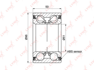 Подшипник ступицы передний/задний с ABS (50x51x96) LYNXauto WB-1207. Для: Audi, Ауди Q7(4L / 4M) 3.0D-6.0D 06>, VW, Фольксваген, Touareg(Таурег)(7L/7P) 3.0D-6.0 02>, Porsche, Порш, Cayenne(Каен) I., фото 2