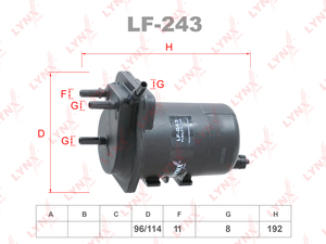 Фильтр топливный LYNXauto LF-243. Для: NISSAN Almera(N16) 1.5D 03> / Juke 1.5D 10> / Micra(K12) 1.5D 03> / Note(E11) 1.5D 05> / Tiida(C11) 1.5D 07>, RENAULT Clio II 1.5D 01> / Kangoo I 1.5D 01>, фото 1