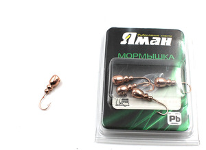 Мормышка "ЯМАН" Немка с отв.,цв.COPPER PLATED, вес 0,8 г (уп. 5 шт.), фото 2