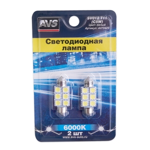 Светодиодная автомобильная лампа AVS SV012, T11, 12 В, 1 Вт, 5500-6500 К, 36 мм, цоколь SV8.5/8, 2 шт., фото 4