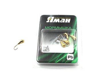 Мормышка "ЯМАН" уралка с отв.,цв.GOLD PLATED, d 4, вес 0,5 г (уп. 5 шт.), фото 2
