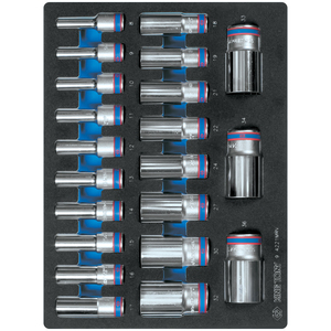 Набор глубоких торцевых головок 1/2", двенадцатигранные, 8-36 мм, ложемент, 21 предмет KING TONY 9-4221MRV, фото 1