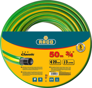 Поливочный шланг RACO Classic 3/4", 50 м, 20 атм, трёхслойный, армированный 40306-3/4-50, фото 1