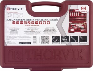 Thorvik UTS0094/12 Набор инструмента универсальный 1/4", 1/2"DR с головками торцевыми 12-гранными, 94 предмета, фото 2