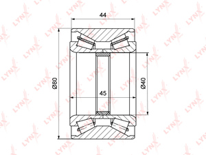 Подшипник полуоси задней с ABS (45/44x40x80) LYNXauto WB-1511. Для: MITSUBISHI Митсубиси L200(K6-KB) 2.5D-3.2D 96> / Pajero Sport(ПаджероСпорт) II 2.5D-3.5 08>, фото 1