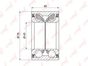 Подшипник ступицы задний (45x43x79) LYNXauto WB-1272. Для: NISSAN НИССАН X-Trail(Икстреил)(T30) 2.0-2.5 4WD 01> / Primera(P12) 2.0 4WD 02>, фото 1