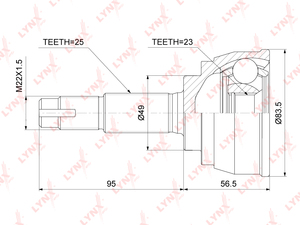 ШРУС наружный LYNXauto CO-3741. Для: NISSAN Tiida 1.8 MT 04-12 / AD(Y12) 1.6-1.8 06> / Bluebird Sylphy 2.0 05-12, фото 1