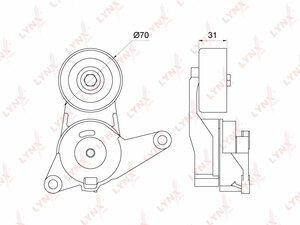 Натяжитель/приводной LYNXauto PT-3283. Для CHEVROLET Шевролет Captiva(Каптива) 3.0-3.2 06>, OPEL Опель Antara(Антара) 3.0-3.2 07>/Insignia(Инсигния) 2.8 08>/Vectra(Вектра) C 2.8 05>, SAAB СААБ 9-3 2.8 05-15/9-5 2.8 10-12, фото 1