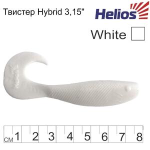 Твистер Hybrid 3,15"/8,0 см White 7шт. (HS-14-001) Helios (0), фото 3