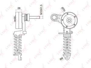 Натяжитель с роликом / приводной LYNXauto PT-3034. Для: Chevrolet, Шевроле, Aveo(Авео) 1.2-1.4 08> / Cruze(Круз) 1.2-1.4 11> / Orlando(Орландо) 1.4 12>, Opel, Опель, Astra(Астра) G-J 1.2-1.4 00>., фото 2
