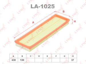 Фильтр воздушный LYNXauto LA-1025. Для: VW Jetta III-IV 2.5 06>, фото 1