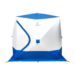 Палатка зимняя куб СЛЕДОПЫТ, 2,15х2,15 м, S по полу 4,6 кв.м, 3 слоя, цвет синий/белый, фото 2