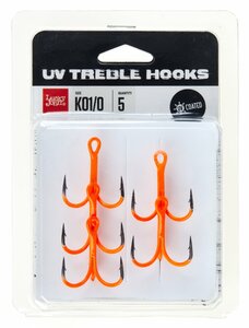 Крючки-тройники Lucky John  Orange UV LJH201 разм.K01 5 шт., фото 4