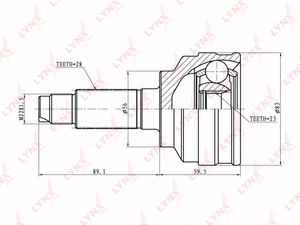 ШРУС наружный LYNXauto CO-5105. Для: MAZDA Capella/626/Telster 1.8-2.0 >97/MX-6 2.0 91-96, фото 1