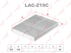 Фильтр салонный угольный LYNXauto LAC-219C. Для: NISSAN Navara, INFINITI M35/M45, фото 1