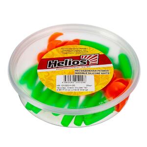 Твистер несъедоб. Credo Double Tail 2,95"/7,5 см Lime & Orange 20шт. (HS-12-020-N-20) Helios, фото 3
