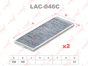 Фильтр салонный угольный (комплект 2 шт.) LYNXauto LAC-046C. Для: HYUNDAI Accent 00> / Getz 01>, фото 1
