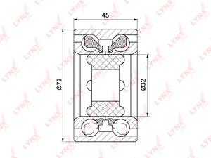 Подшипник ступицы передний (45x32x72) LYNXauto WB-1113. Для: TOYOTA Altezza 2.0-3.0 99-05 / Mark 2/Chaser/Cresta(90/100/110) 2.5 92-07 / Crown(170) 2.5-3.0 99-03 / Verossa 2.0-2.5 00-03, LEXUS IS200-300 99-05, фото 1