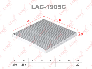Фильтр салонный угольный LYNXauto LAC-1905C. Для: NISSAN Murano(Z51) 08> / Teana(J32) 08>, фото 1