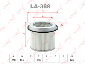 Фильтр воздушный LYNXauto LA-389. Для: MITSUBISHI Galant 1.8D-2.0D >96/Lancer 2.0D 92-03/Space Wagon 1.8D-2.0D 91-99, фото 1