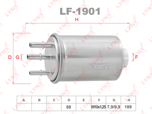 Фильтр топливный LYNXauto LF-1901. Для SSANGYONG СсангЙонг Actyon I 2.0D 05>/Kyron 2.0D-2.7D 05>/Rexton 2.7D 05>, фото 1