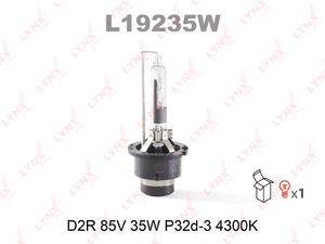 Лампа газоразрядная LYNXauto L19235W. Для: D2R 12V 35W P32d-3 4300K, фото 2