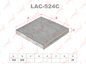 Фильтр салонный угольный LYNXauto LAC-524C. Для HONDA Хонда Jazz 1.2-1.4 08>/Insight 1.3 09>, фото 1