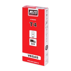 Автомобильная лампа AVS Vegas, T4W, 24 В, 4 Вт, 2700 К, цоколь BA9S, 10 шт., фото 5