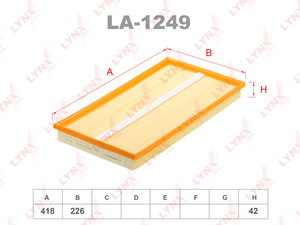 Фильтр воздушный LYNXauto LA-1249. Для: MERCEDES-BENZ Viano/Vito(W639) 2.2D-3.7 03>, фото 1