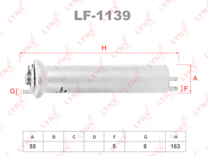 Фильтр топливный LYNXauto LF-1139. Для: BMW БМВ 5(E39) 520-540i 96-03 / 7(E38) 735-740i 96-01 / X5(E53) 3.0-4.6i 00-06, фото 1