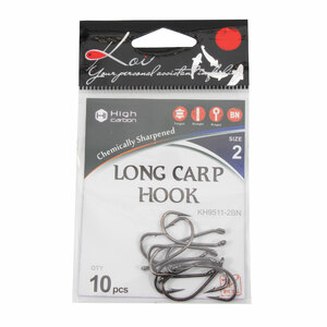 Крючок KOI "LONG CARP HOOK", размер 2 (INT), цвет BN (10 шт.), фото 5