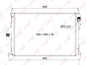 Радиатор охлаждения (технология пайки) LYNXauto RB-1024. Для: Lada, Лада, Largus(Ларгус) 1.6 12>(с кондиционером), Renaul, Рено, Duster(Дастер) 1.5D-1.6 10> / Logan(Логан) I 1.2-1.6 04>., фото 3