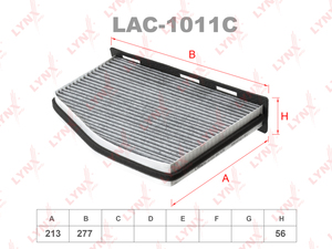 Фильтр салонный угольный LYNXauto LAC-1011C. Для: AUDI Ауди A3 03> / TT 06>, SKODA(Шкода) Octavia(Октавия) 04> / Superb(Суперб) 08> / Yeti(Йети) 09>, VW Фольксваген Caddy 04> / Eos 06> / Golf(Гольф) V-VI 03> / Jetta(Джета) 05> / Tiguan(Тигуан) 07> / Toura, фото 1