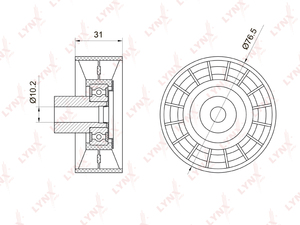 Ролик направляющий/приводной LYNXauto PB-7011. Для FORD ФОРД Transit(Транзит) 2.4D-3.2D 06>, фото 1