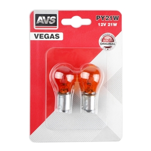 Автомобильная лампа AVS Vegas, PY21W, 12 В, 21 Вт, 2800 К, цоколь BAU15s, 2 шт., фото 2