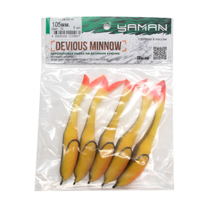 Поролоновая рыбка YAMAN Devious Minnow на двойнике, р. 105 мм, цвет 19 UV (5 шт.), фото 5