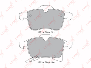 Колодки тормозные передние  LYNXauto BD-5908. Для: Opel, Опель, Astra(Астра) H 04> / Meriva(Мерива) 03> / Zafira(Зафира) B 05>. 

Длина, мм 155,1 / 156,3.
Высота, мм 70 / 76. 
Толщина, мм 20,5 / 19,6., фото 2