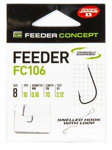Крючки с поводком FC FEEDER сер. FC106 70см, разм.008, 0,16мм 10шт., фото 5