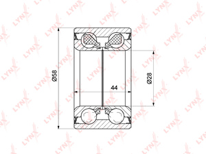 Подшипник ступицы задний (44x28x58) LYNXauto WB-1403. Для: SUZUKI Swift III 1.3-1.5 04-10 / Splash 1.0-1.3D 08>, OPEL Agila B 1.0-1.3D 08>, фото 1
