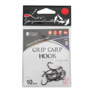 Крючок KOI "GRIP CARP HOOK", размер 8 (INT), цвет BN (10 шт.), фото 5
