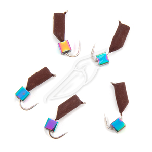 Мормышка безнасад. ЯМАН "Гвоздекубик" матовый шоколад, d-3 мм, вес 0,85 г, кубик хамелеон (уп. 5шт), фото 2