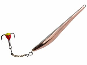 Блесна вертикальная зимняя Lucky John DOUBLE BLADE с цепочкой и тройником 50MM CS блистер, фото 6