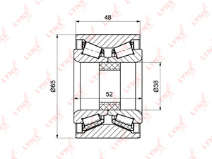 Подшипник ступицы задний (48x38x65) LYNXauto WB-1120. Для SUBARU Субару Forester(Форестер)(SF/SG) 2.0-2.5 97>/Impreza(Импреза)(GC/GD) 1.5-2.5 4WD 92>/Legacy(Легаси) I-II 4WD >98, фото 1